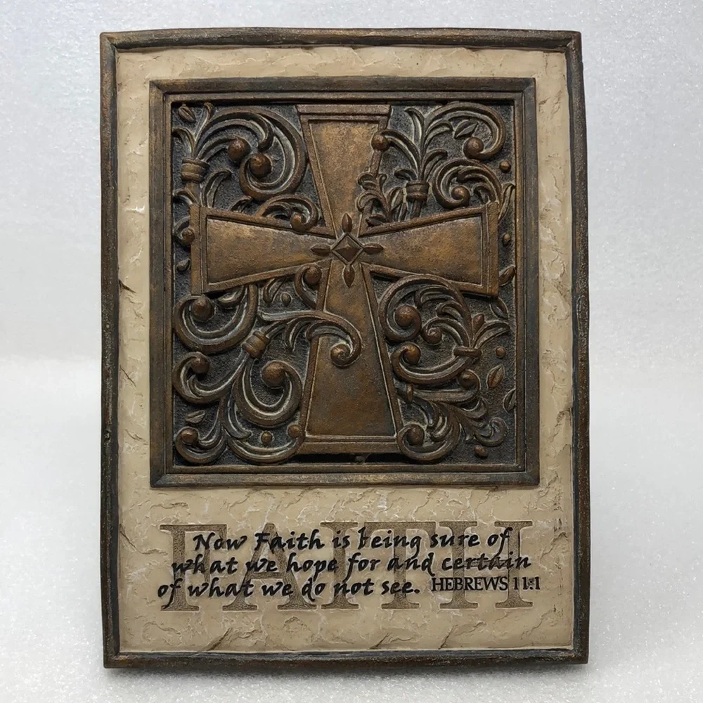 Decorative Cross Wall Plaque Carved With Inspirational Bible Verse Quote Resin